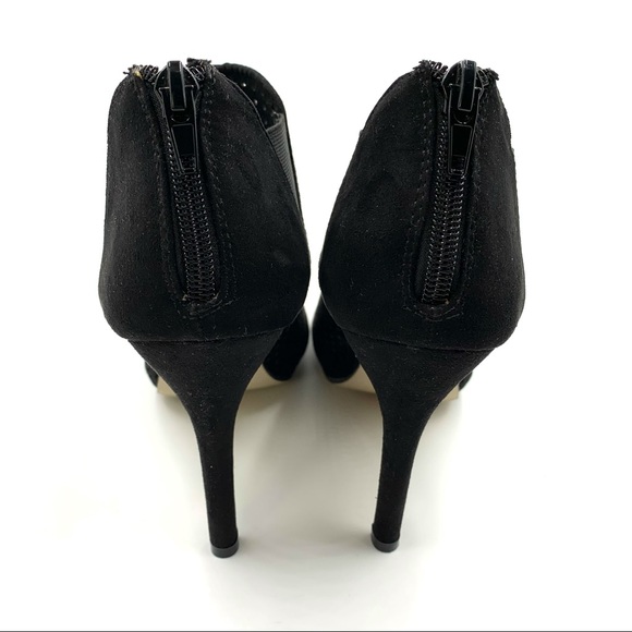 Madden Girl Black Pinhole Peep Toe Heels Booties 7 - Picture 4 of 6